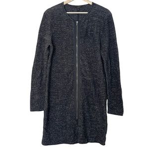 Talbots Tweed Knit Front Zip Sweater Dress Size L Office Long Sleeve